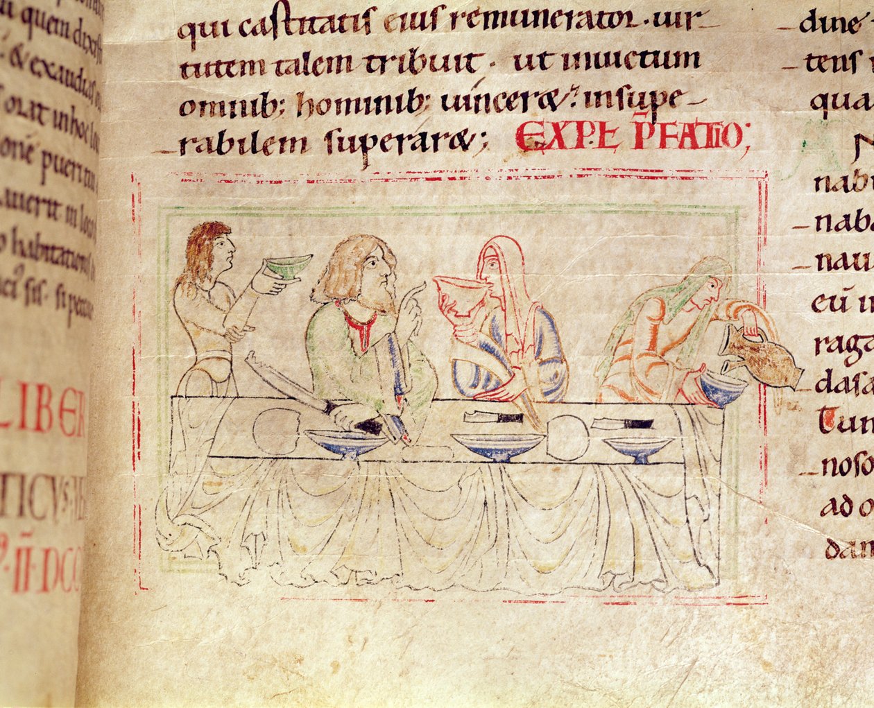 Ms.1215 t.3 fol.158v, Pasto con Giuditta e Oloferne, dalla Bibbia di Etienne Harding, 1109 da French School