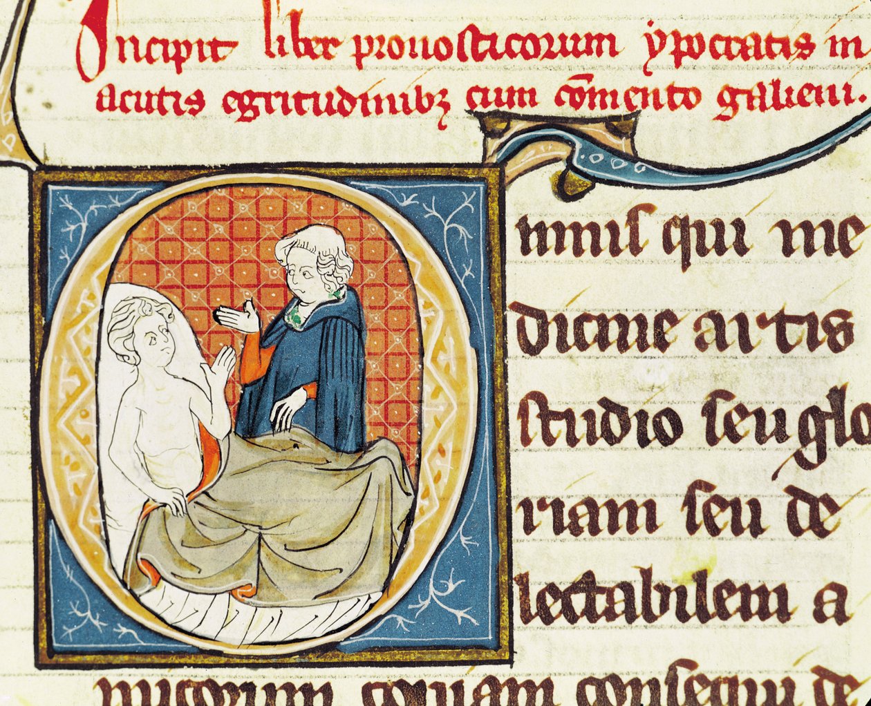 Ms 1003 fol.79 Un dottore che diagnostica un paziente, da Oeuvres de Galien di Claudius Galenus (c.130-c.201) da French School