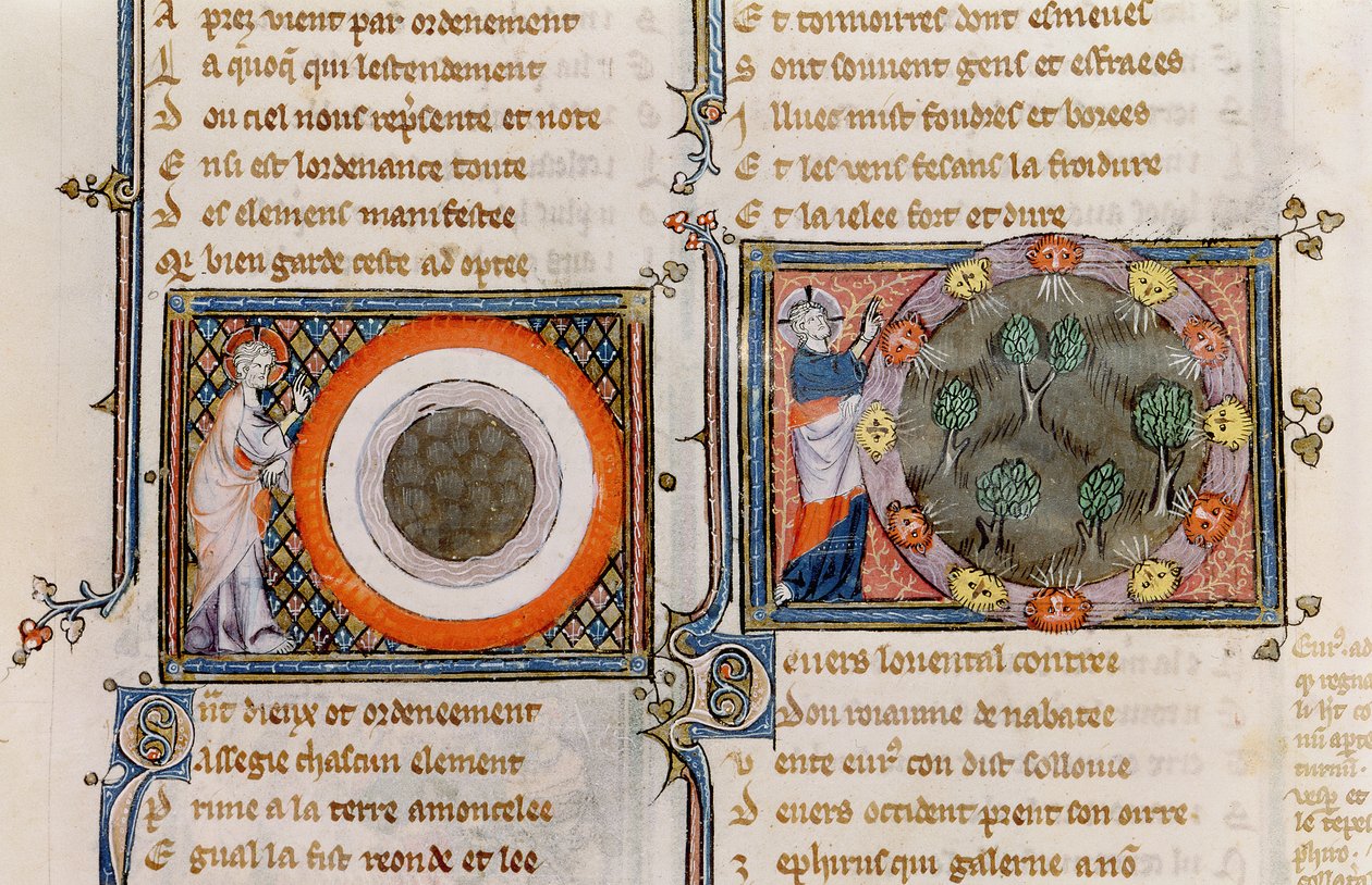 Ms 1044 fol.17v La creazione, da Ovide Moralisé scritto da Chrétien Legouais da French School