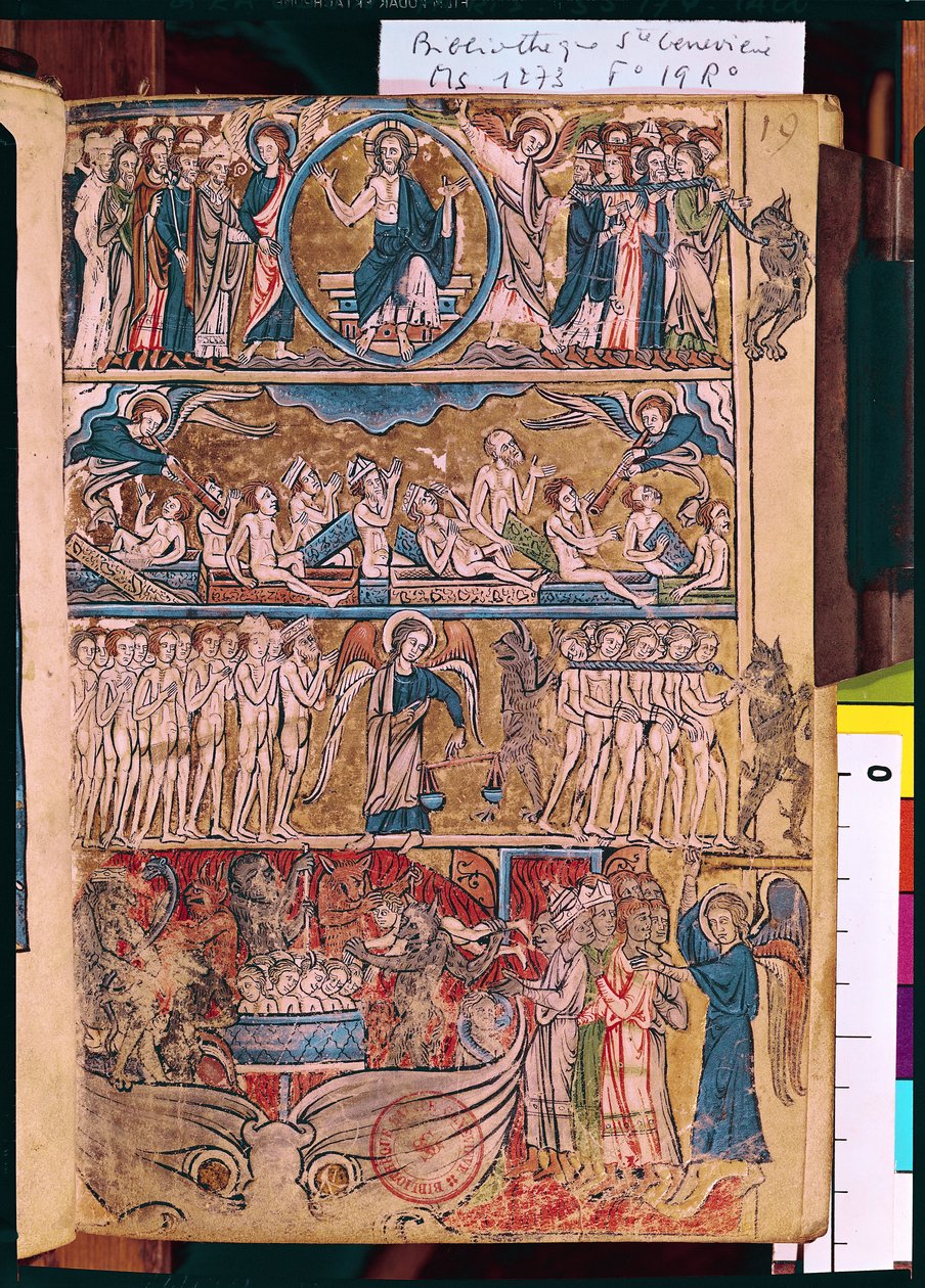Ms 1273 f.19r Il Giudizio Universale, da un Salterio da French School
