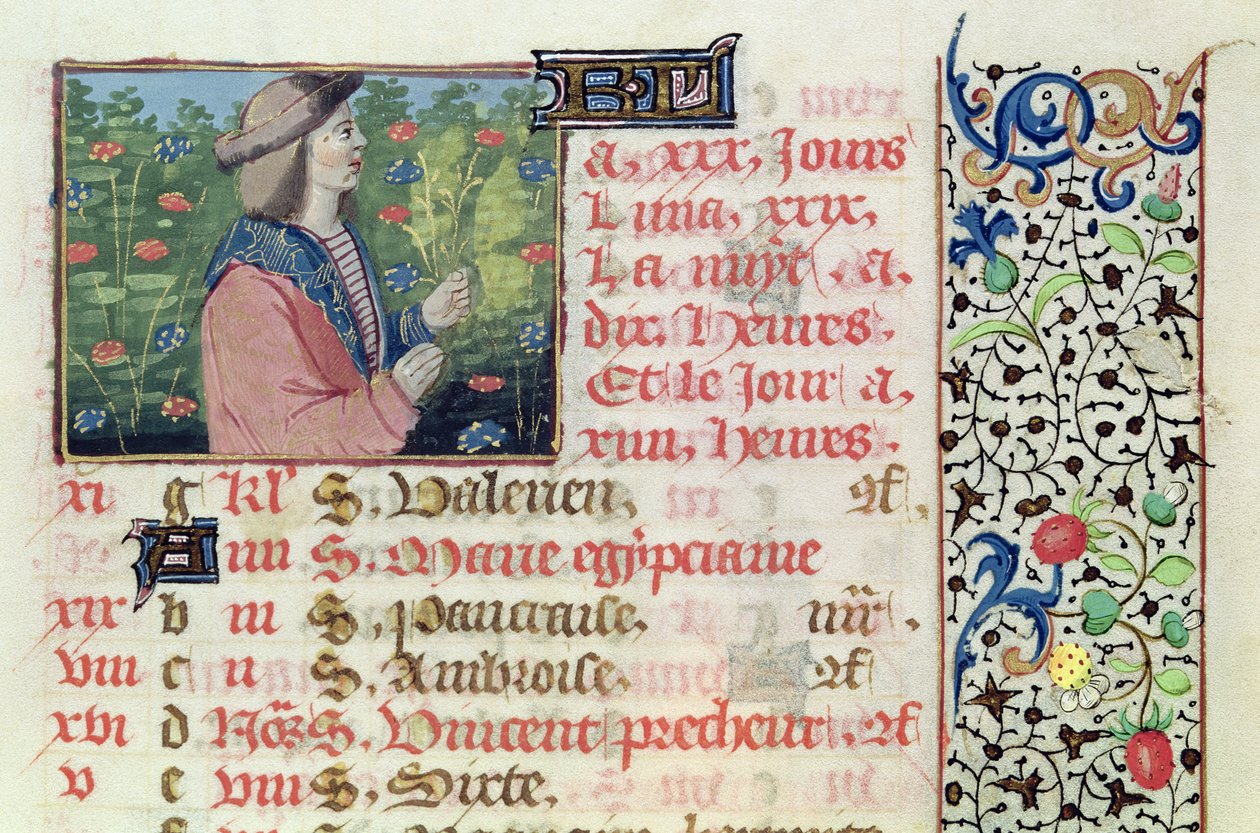 Ms 134 Aprile: Raccolta di fiori, da un Libro d