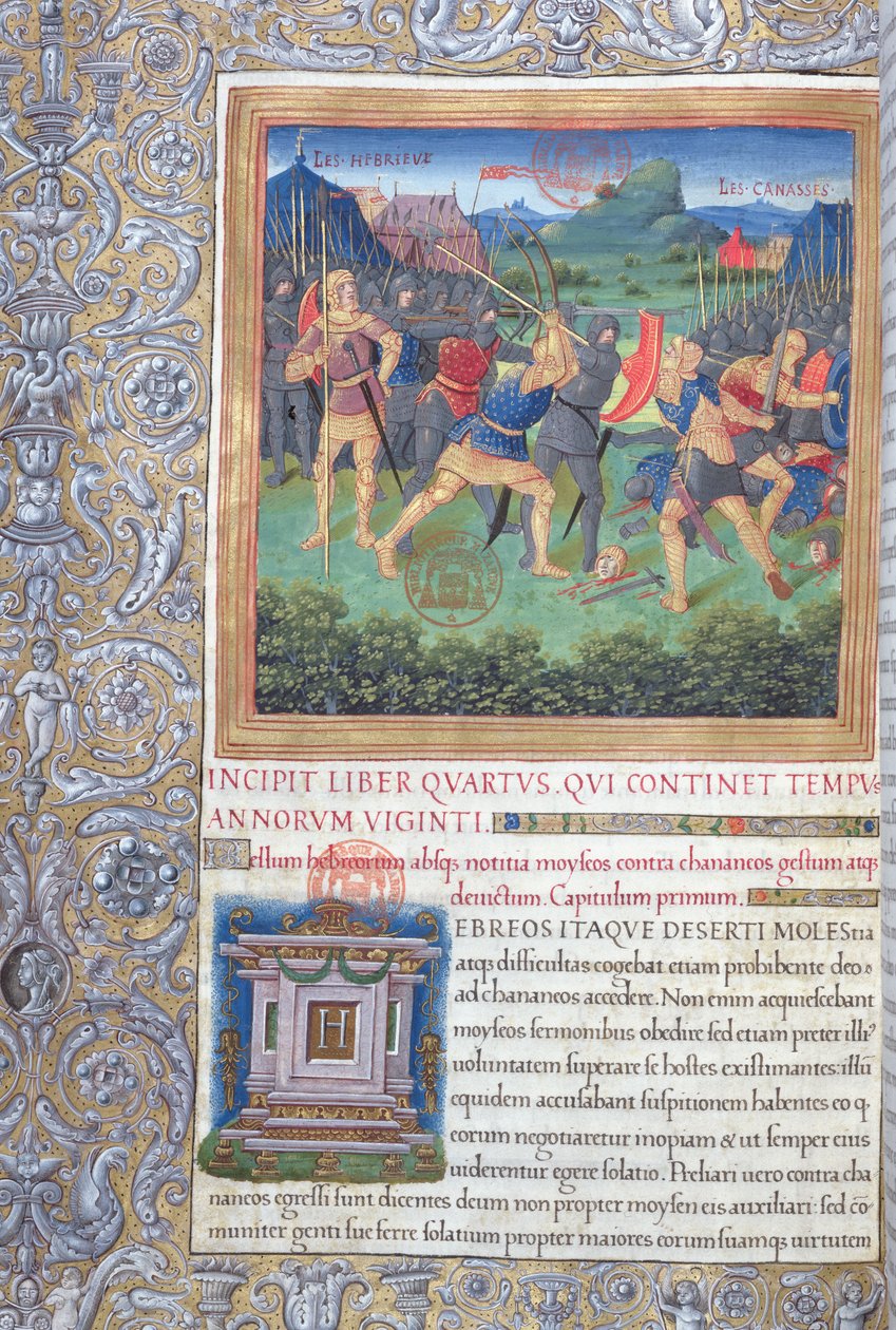 Illustrazione dal Libro IV (Dal rifiuto di quella generazione alla morte di Mosè), Capitolo 1 delle Antichità giudaiche (Antiquitates Judaicae) di Flavio Giuseppe da French School