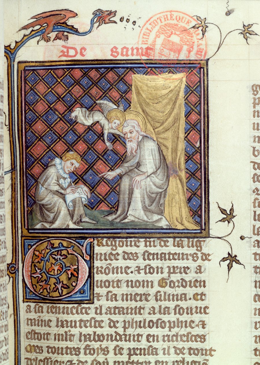 Ms 1729 San Gregorio, da Legenda Sanctorum Aurea di Jacques de Voragine, c.1370 da French School
