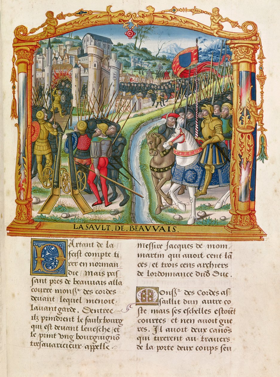 Assedio di Beauvais da parte di Carlo il Temerario, Duca di Borgogna, 27 giugno 1472, dai Memoirs of Philippe of Commines da French School
