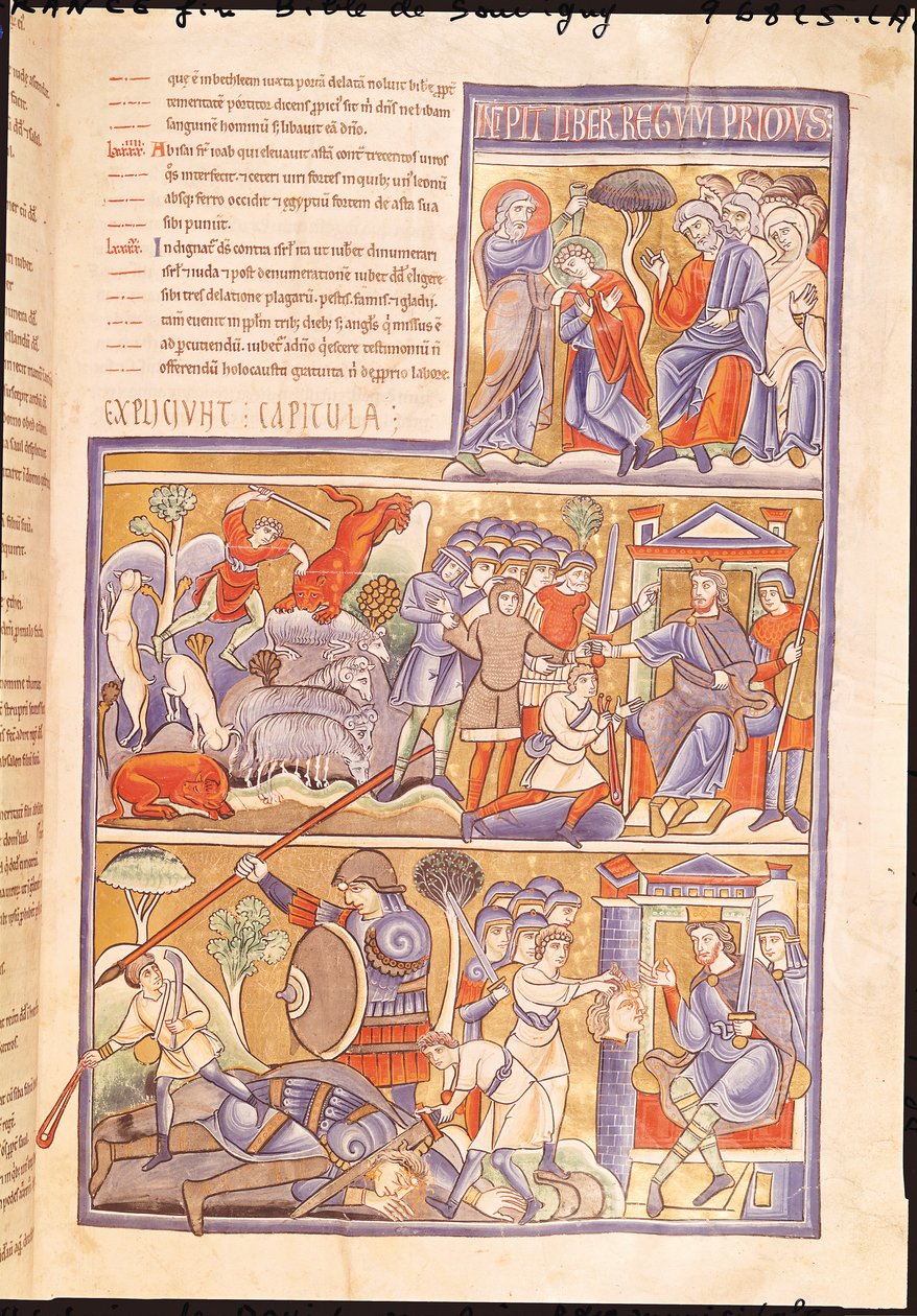 Ms 1 f.93r La storia di Davide, dalla Bibbia di Souvigny da French School