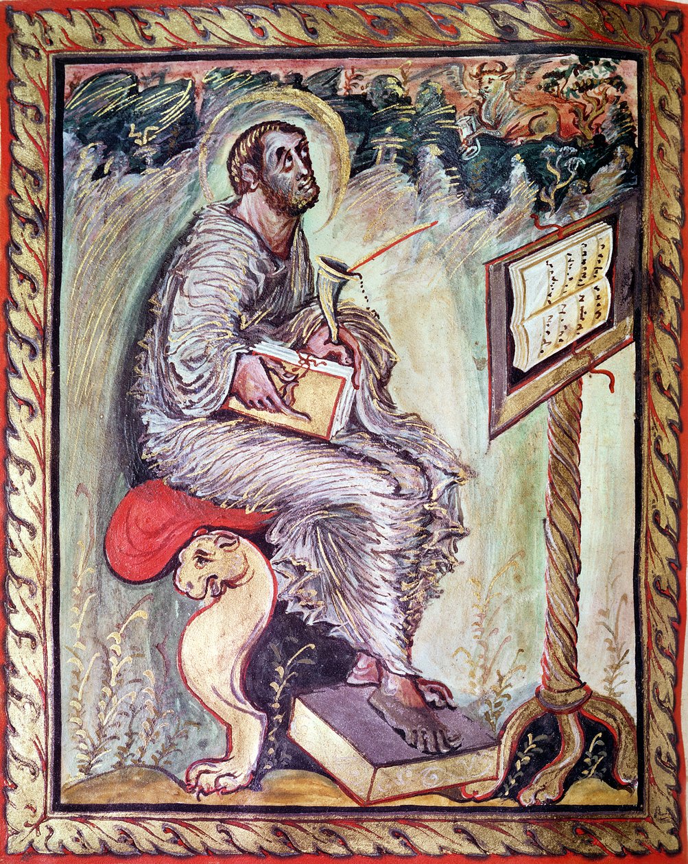 Ms 1 fol.90v San Luca, dai Vangeli di Ebbo, c.816-835 da French School