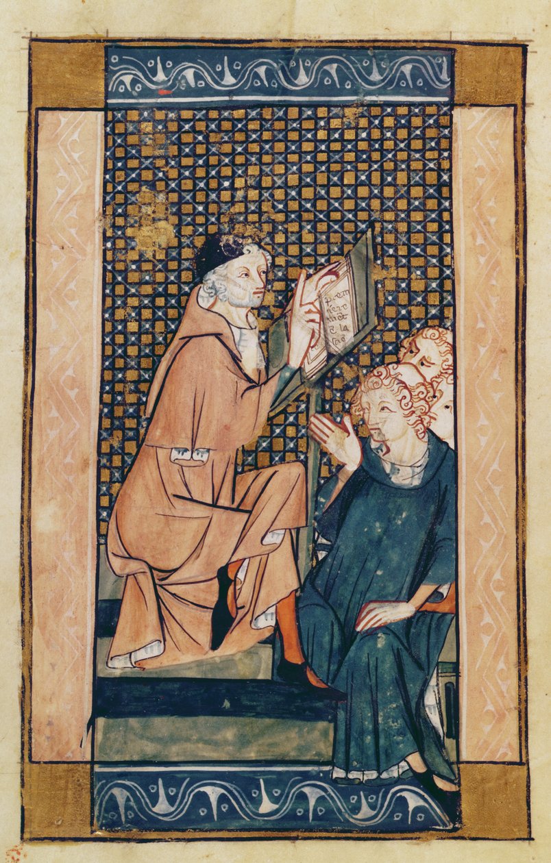 Enrico di Mondeville (c.1260-c.1320) che insegna, da La Chirurgia di Maestro Enrico di Mondeville da French School