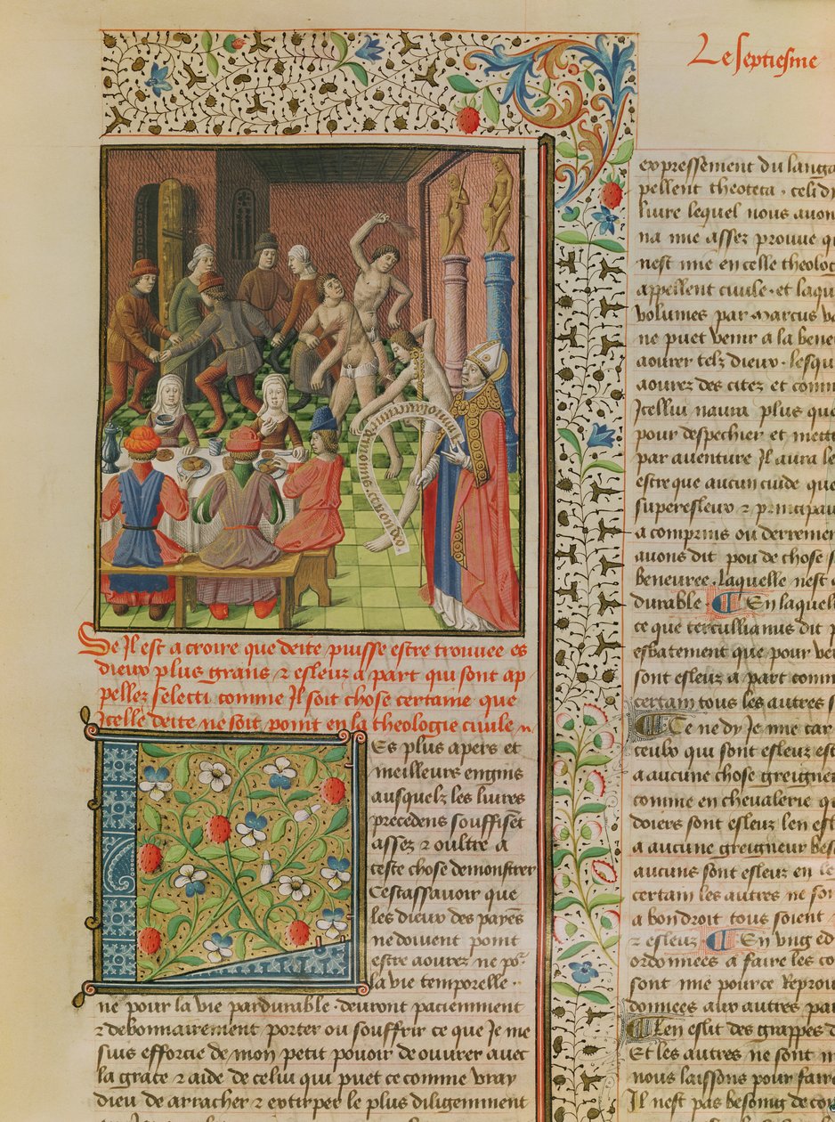 Ms 246 fol.151r Temporale e Terminale, dalla traduzione francese di De Civitate Dei di Sant