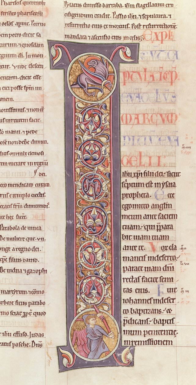 Ms 2 fol.175 t.2 Il Vangelo di San Marco, dalla Bibbia del Monastero di Saint-Andre aux-Bois da French School