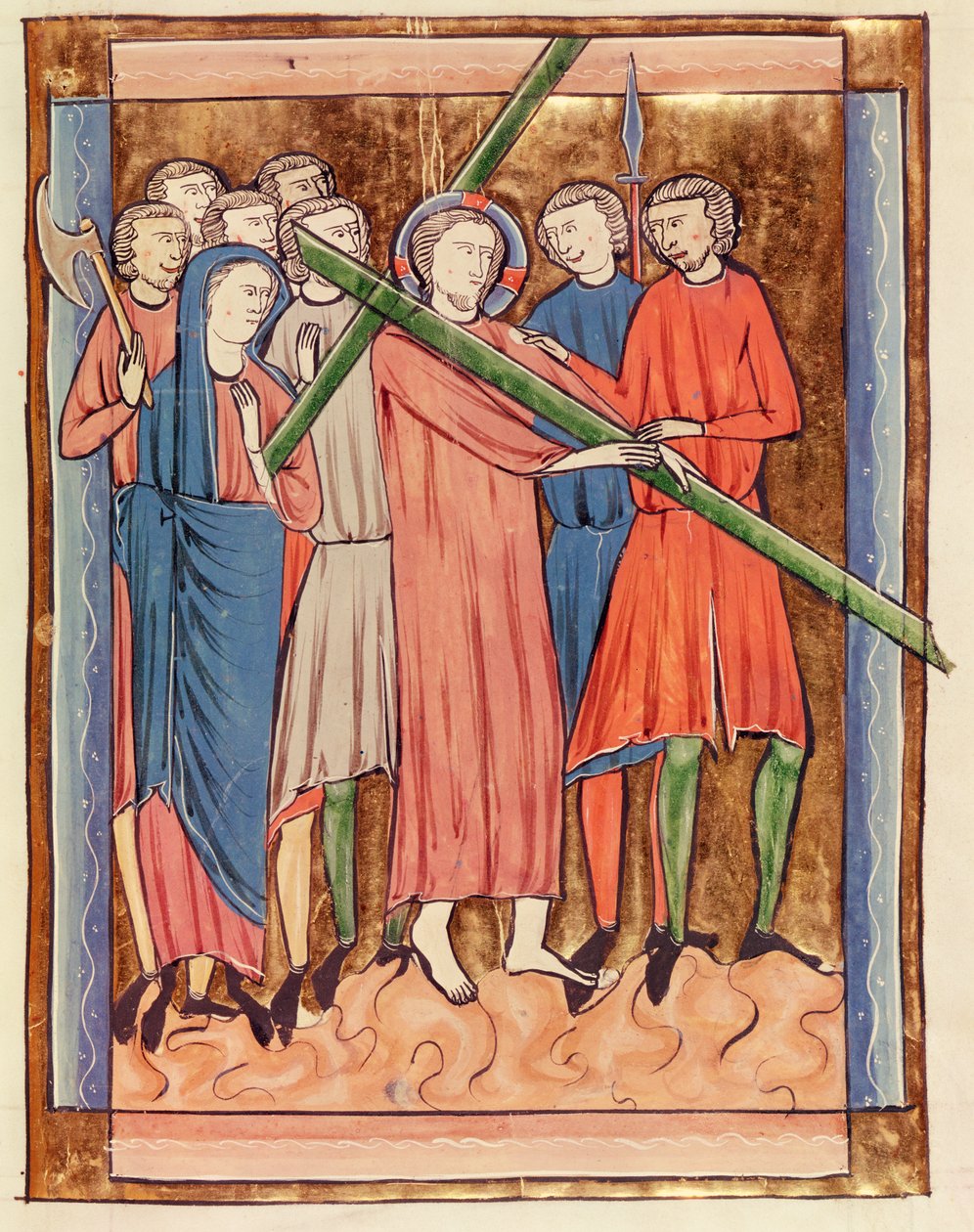 Ms 3016 fol.16 Cristo che porta la croce, da Psautier à l