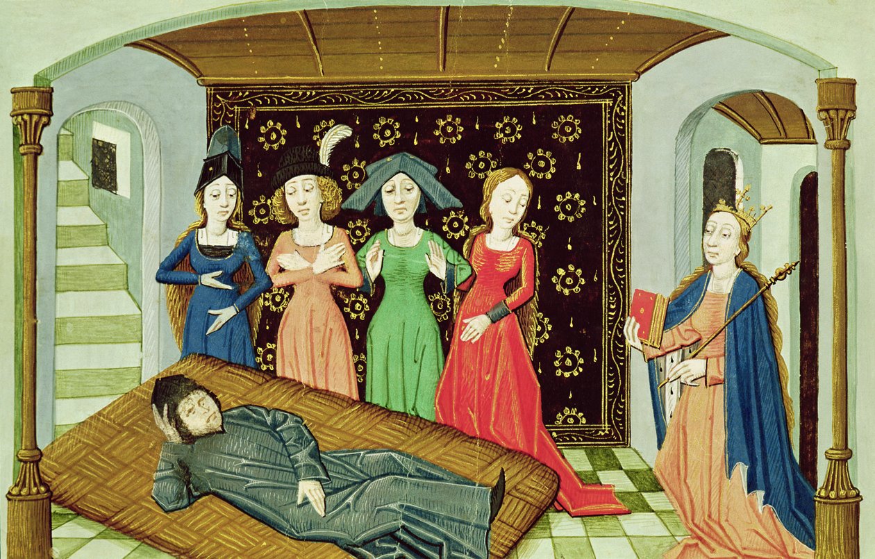 Ms 3045 f.3 Boezio, Filosofia e le Muse, da De Consolatione Philosophiae da French School