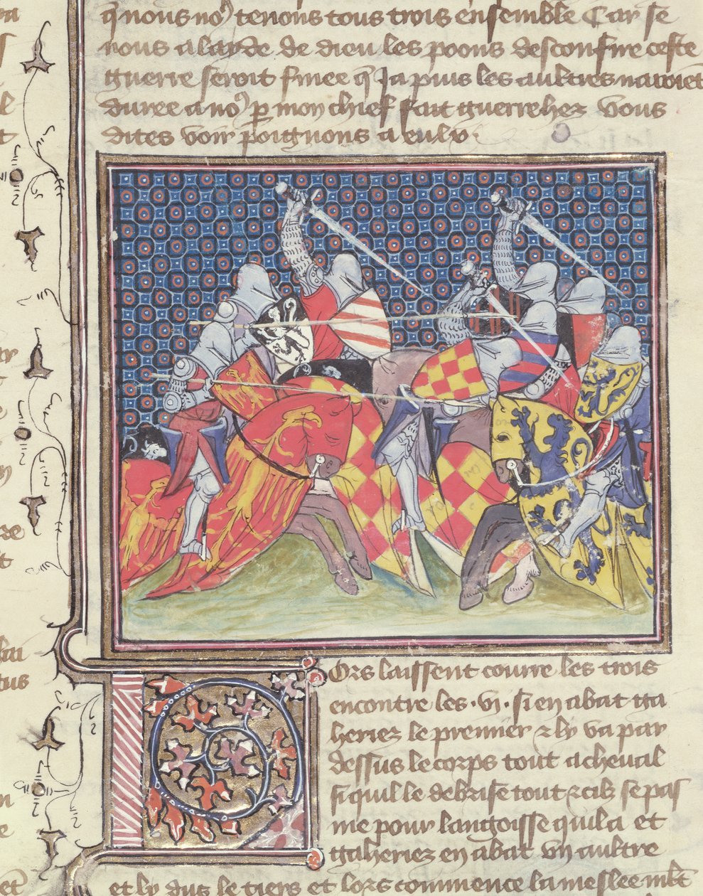 Ms 3480 Cavalieri in battaglia, dal Livre de Messire Lancelot du Lac da French School