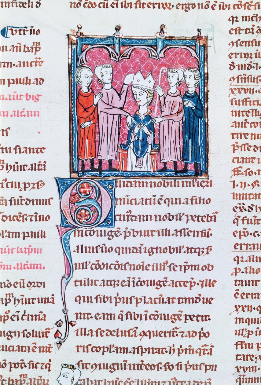 Ms 372 fol.158v Incoronazione di un vescovo, dai Decreti di Graziano da French School