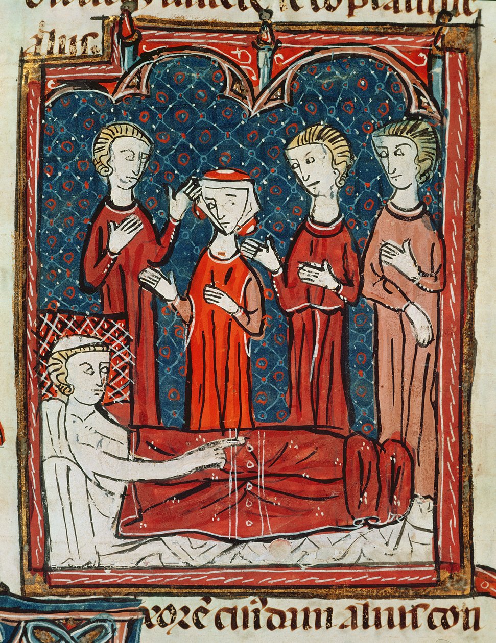 Un uomo nel suo letto di malattia, da Decrets de Gratien da French School