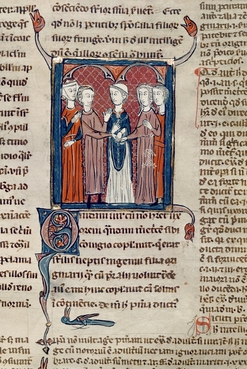 Ms 372 fol.168 Scena di matrimonio, dai Decreti di Graziano da French School