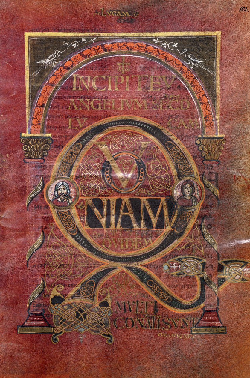Ms 4 fol.102v Prologo del Vangelo di San Luca, dal Vangelo di San Riquier, c.800 da French School