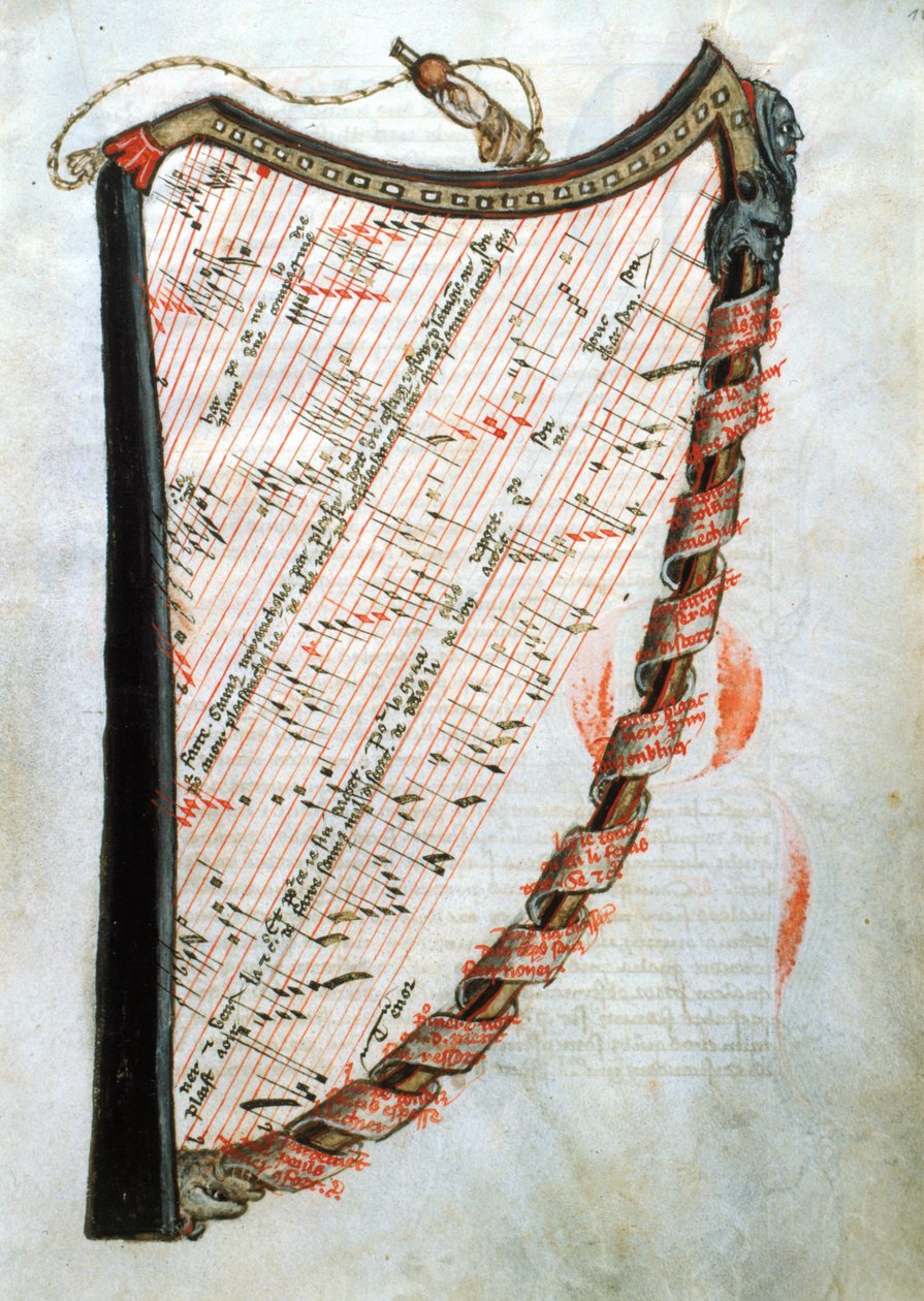 Ms 54.1 Arpa, dalla Collezione di Trattati Musicali Medievali, 1470 da French School
