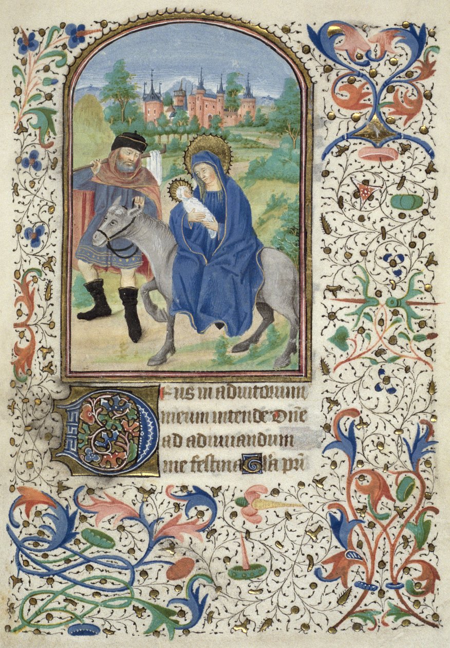 La Fuga in Egitto, da Glasgow Hours, c.1450-60 da French School