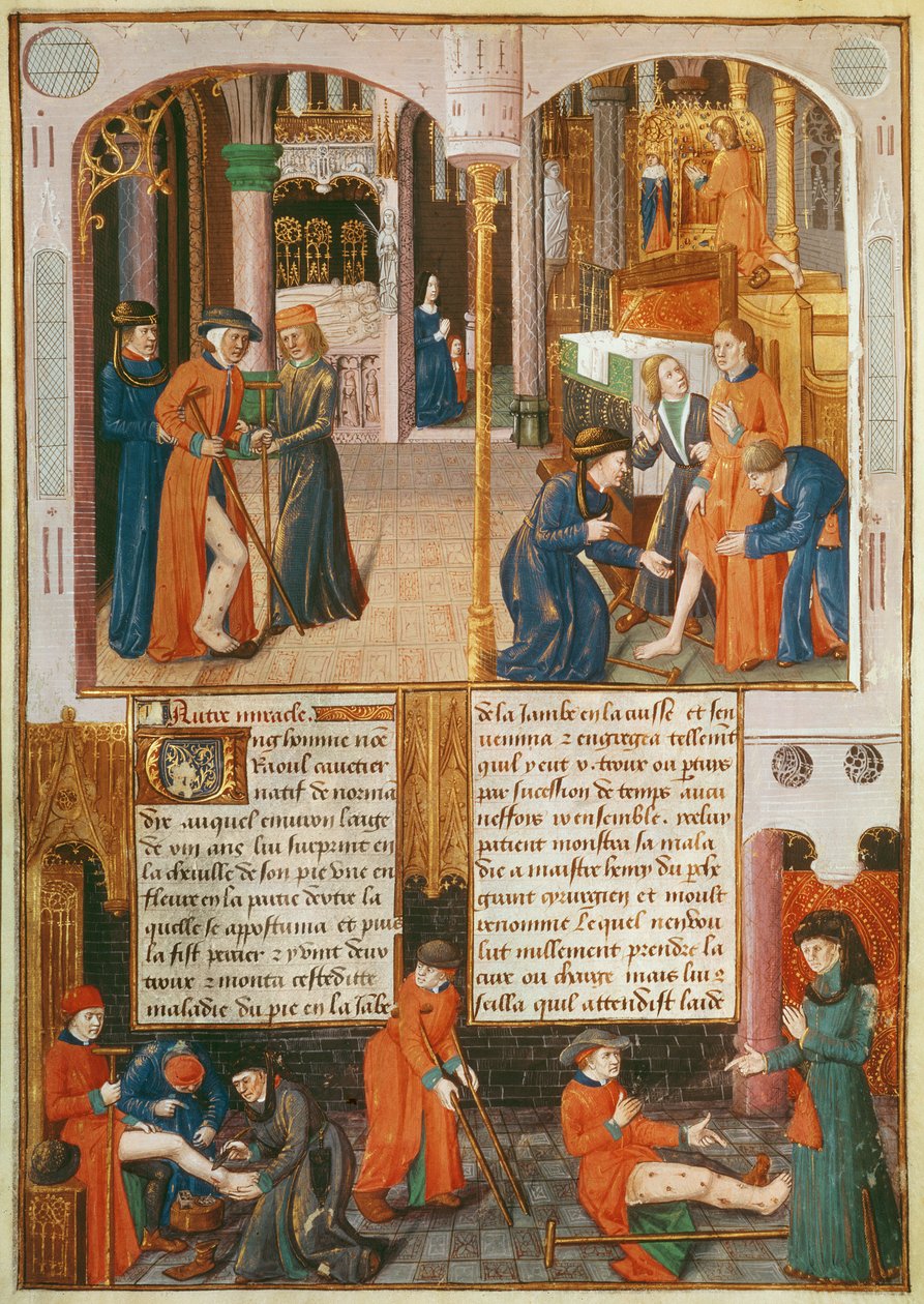 Miracoli alla tomba di San Luigi, da Le Livre des Faiz de Monseigneur Saint Louis da French School