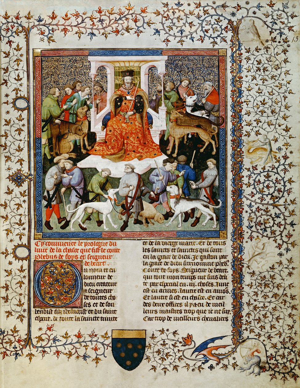 Preparativi per la caccia, dal Livre de la Chasse di Gaston Phebus de Foix (1331-91) da French School