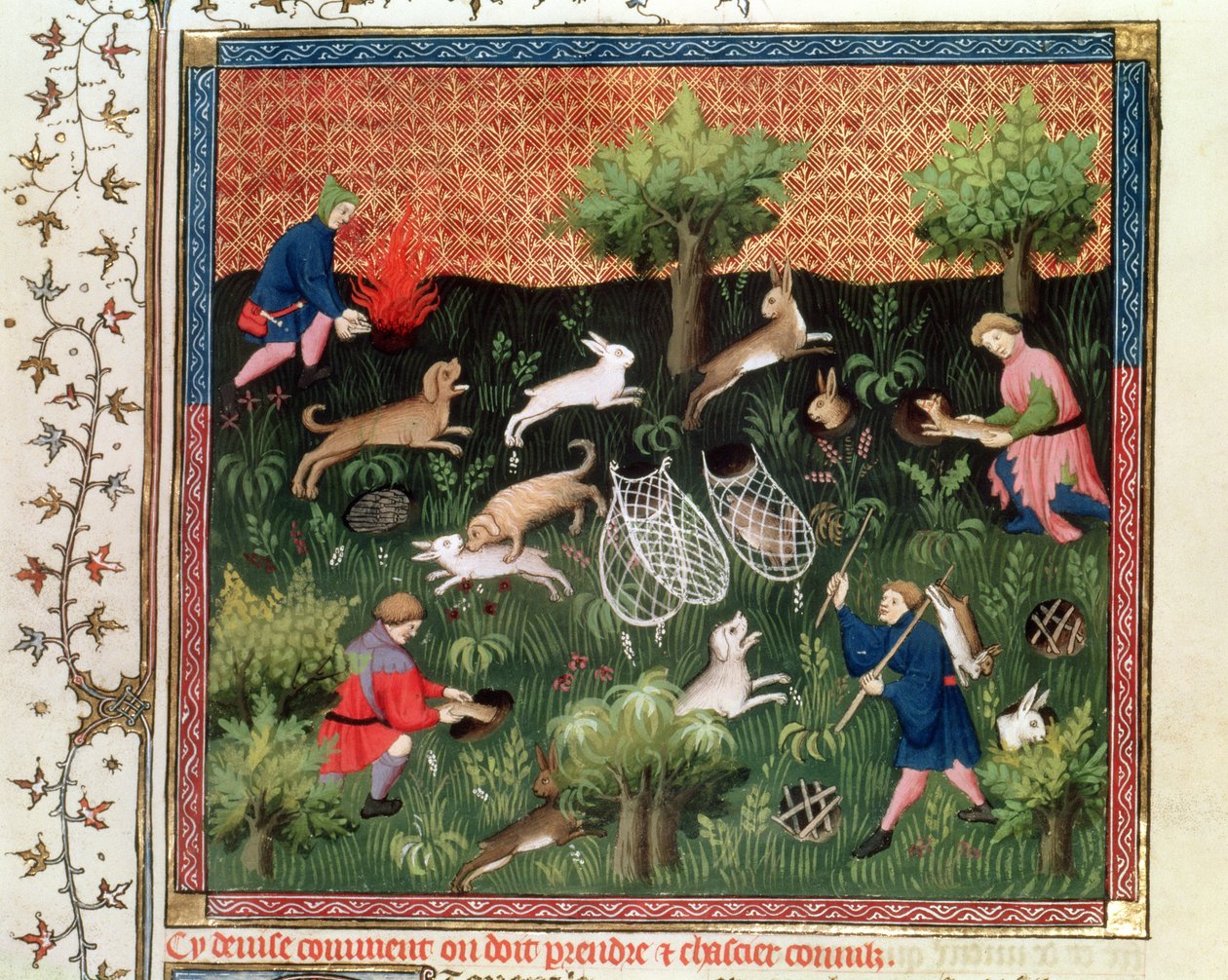 Caccia alle lepri, dal Livre de la Chasse di Gaston Phebus de Foix, fine XV secolo da French School