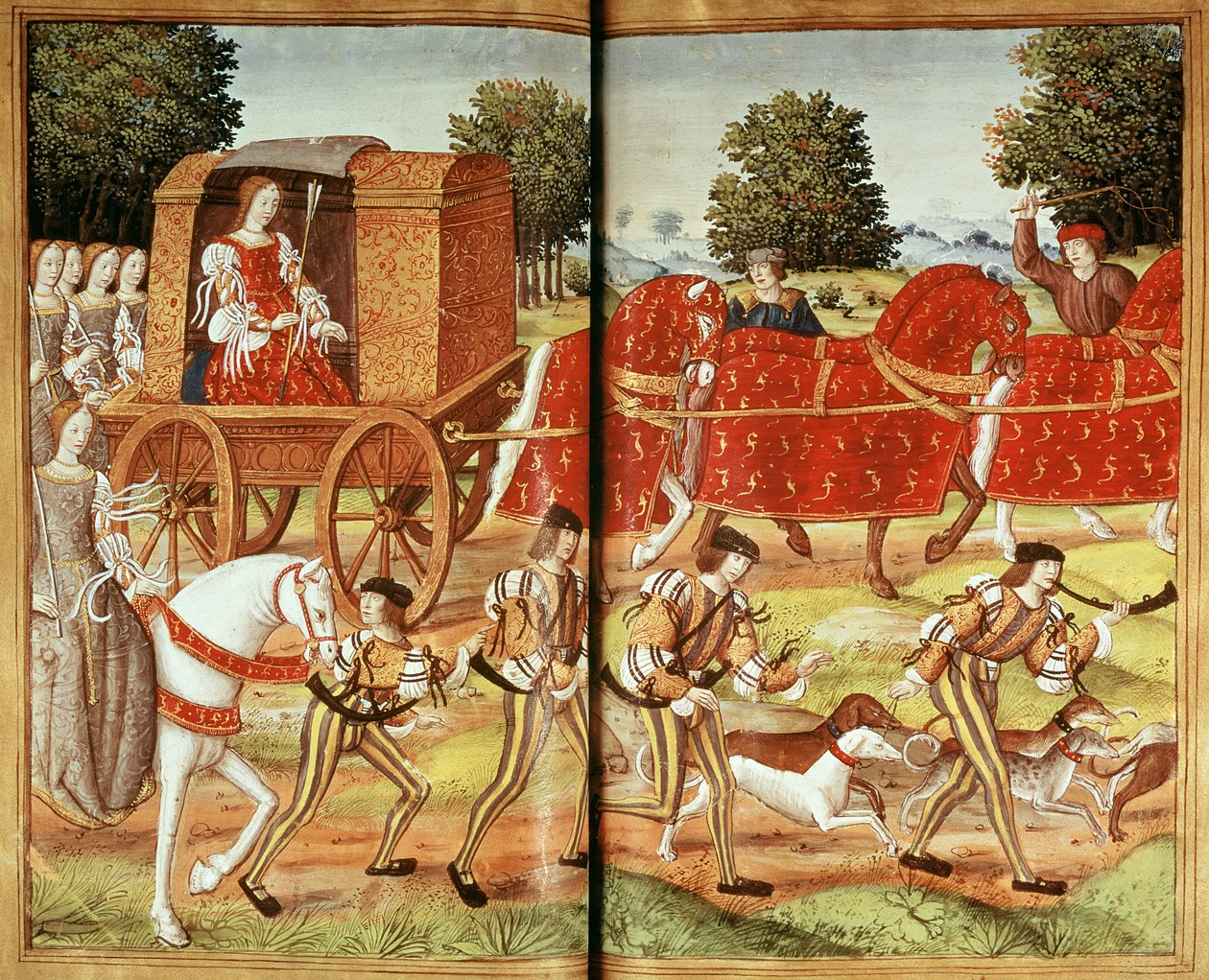 Una Caccia, illustrazione dalle Epistole di Ovidio da French School
