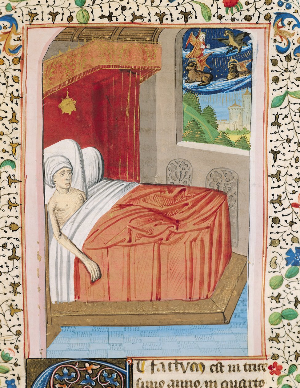 Ms H 7 fol.76r La visione di Ezechiele, dalla Bibbia di Giovanni XXII da French School