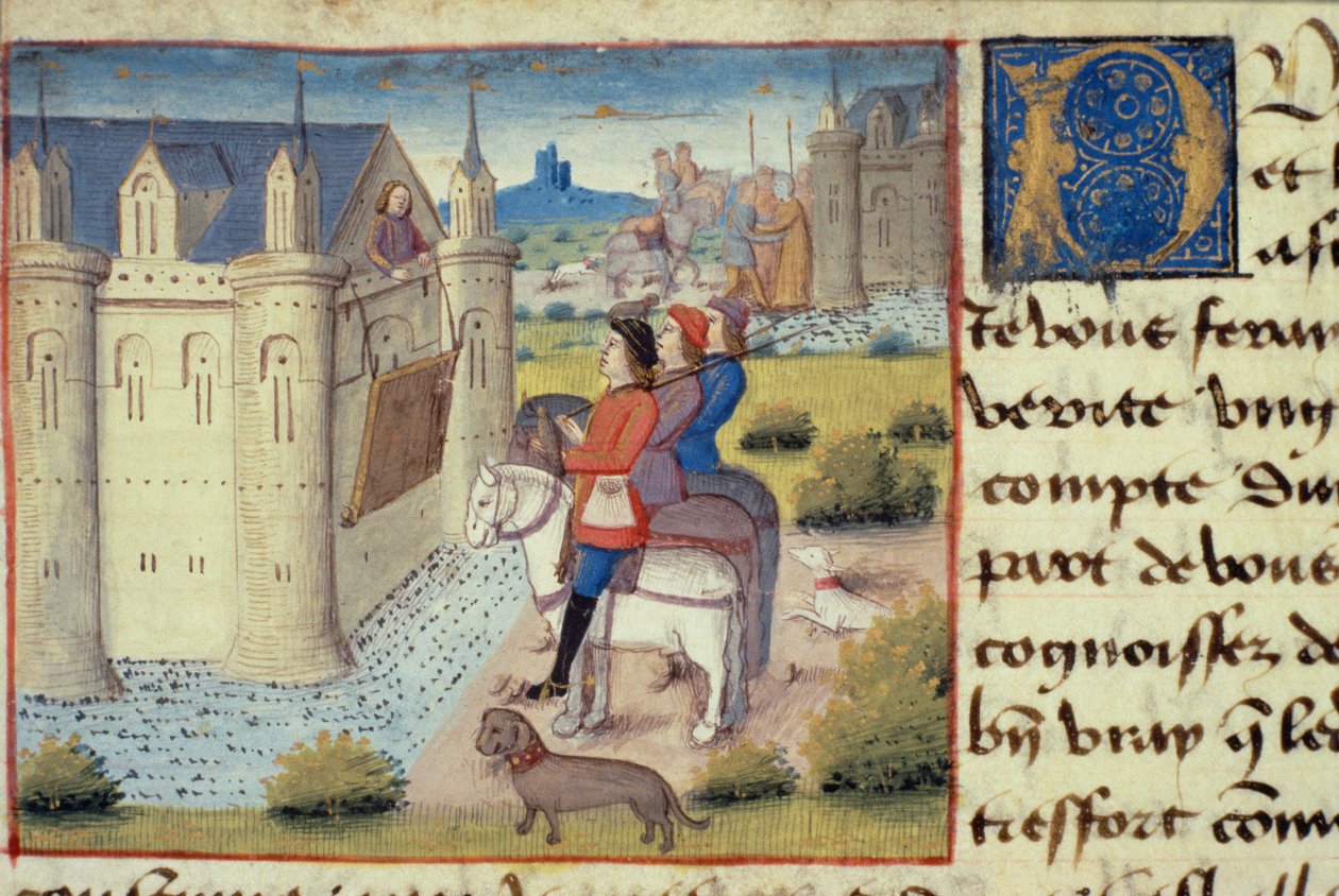 Fossato intorno a una città, da Les Cent Nouvelles Nouvelles, 1462 da French School