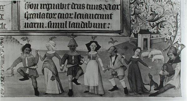 Ms Lat 1173 f.20 Danza pastorale, dalle Ore di Carlo d