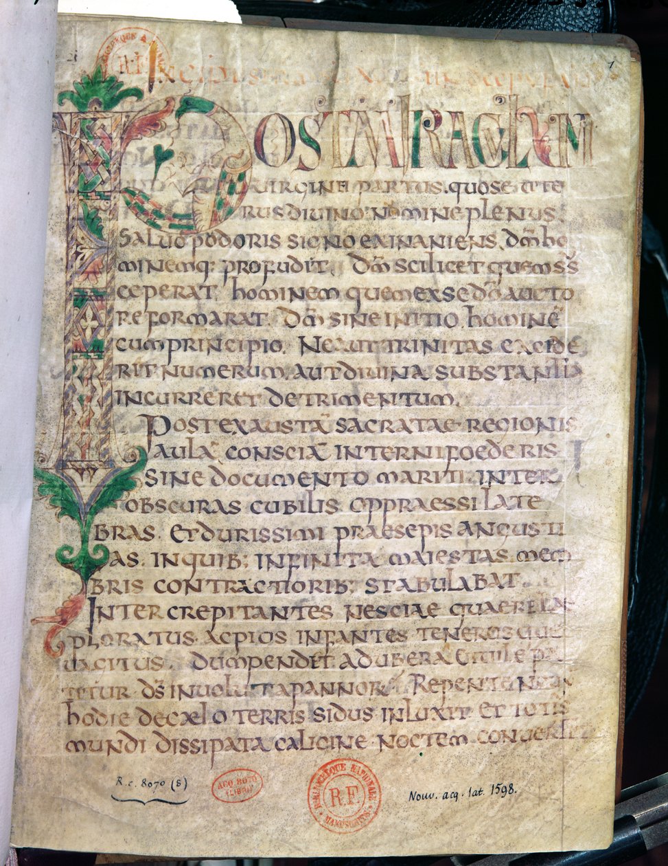 Ms Lat 1598 Fol.1 Iniziale istoriate zoomorfa P, da un