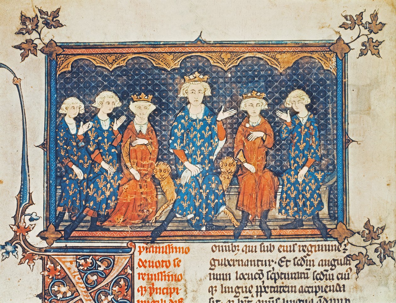 Filippo IV (1268-1314) di Francia con i suoi quattro figli e il fratello Carlo di Valois da French School
