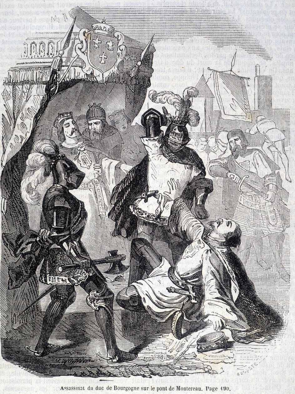 Assassinio del Duca di Borgogna (Giovanni senza paura) sul ponte di Montereau nel 1419 - in 