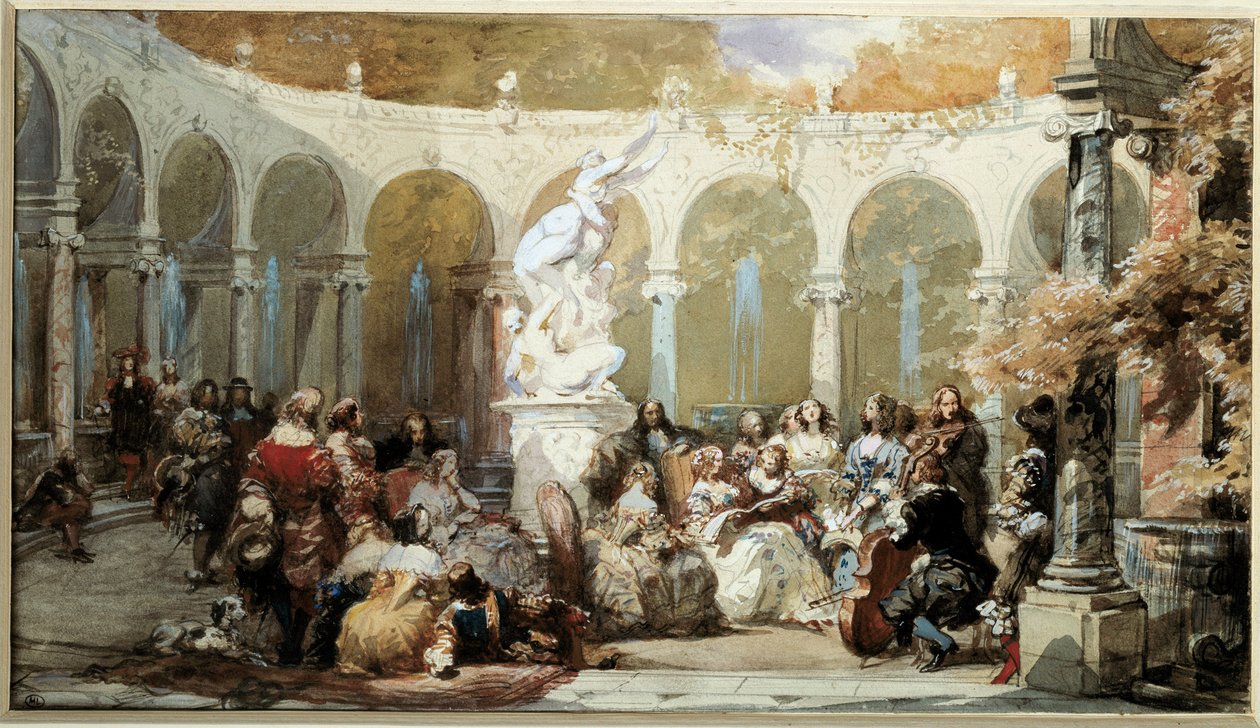 Scena musicale nei giardini di Versailles da French School