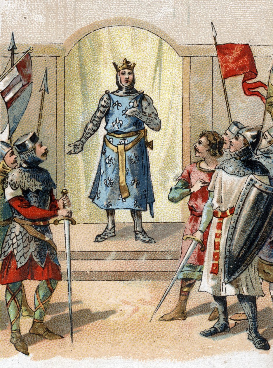 La mia corona al coraggioso frase detta da Filippo Augusto il 27 luglio 1214 ai signori alla vigilia della battaglia di Bouvines da French School