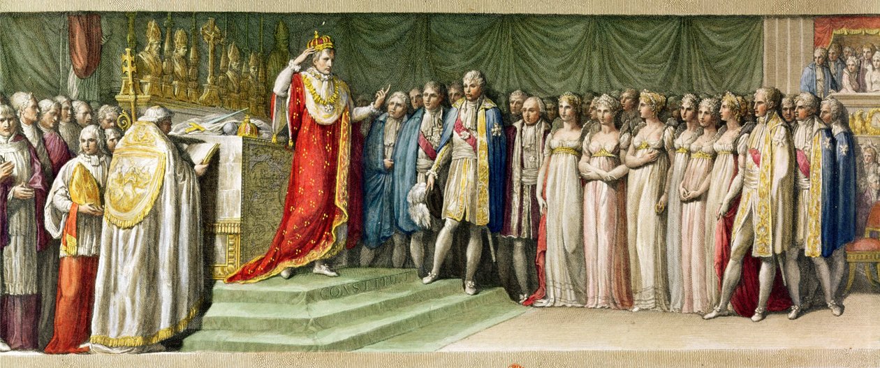 Napoleone Bonaparte (1769-1821) che si incorona con la Corona di Ferro dei Longobardi a Milano, 1805 da French School