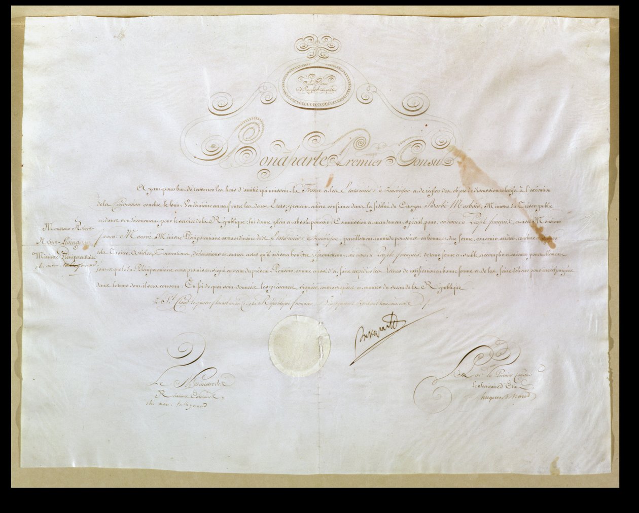 Autorizzazione di Napoleone Bonaparte (1769-1821) per l