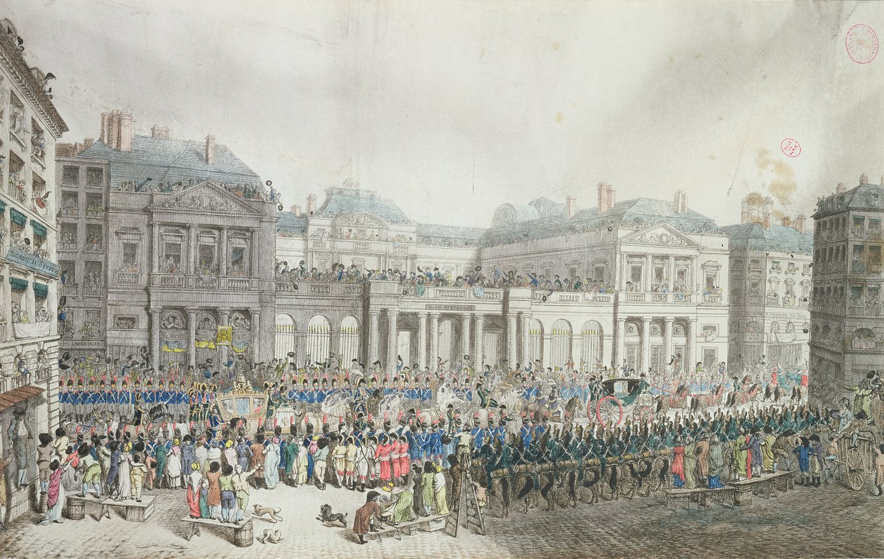 Processione di incoronazione di Napoleone che passa il Consiglio di Stato, 2 dicembre 1804 da French School