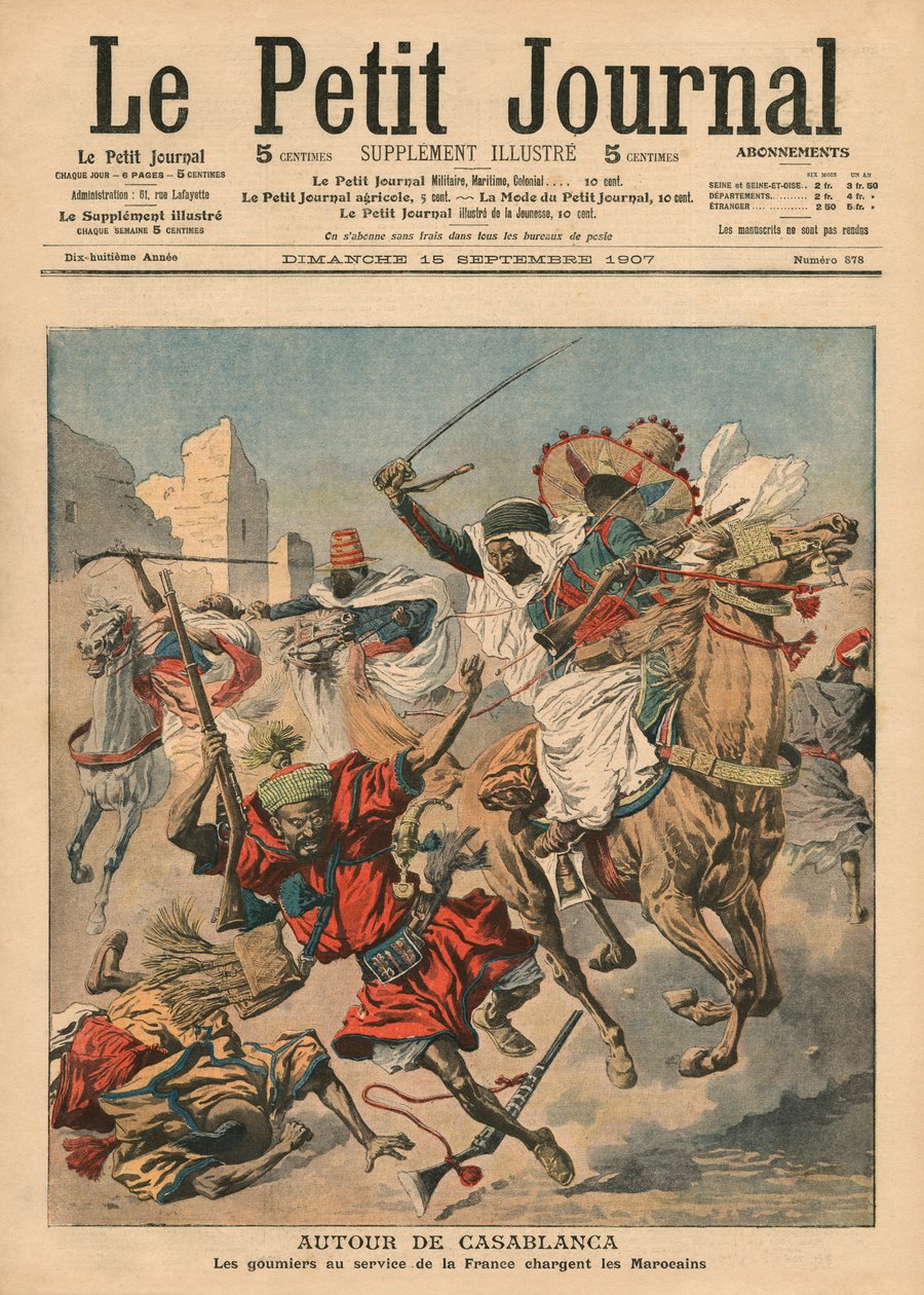 Vicino a Casablanca, i goumiers che caricano i marocchini, illustrazione da 
