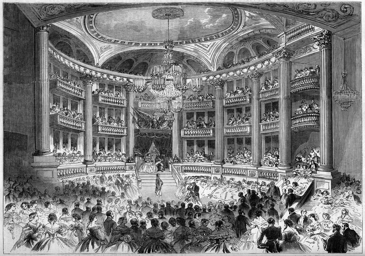 Architettura neoclassica: vista della sala del Grand Théâtre di Bordeaux (1773-1780) in occasione del ballo dato per la visita dell