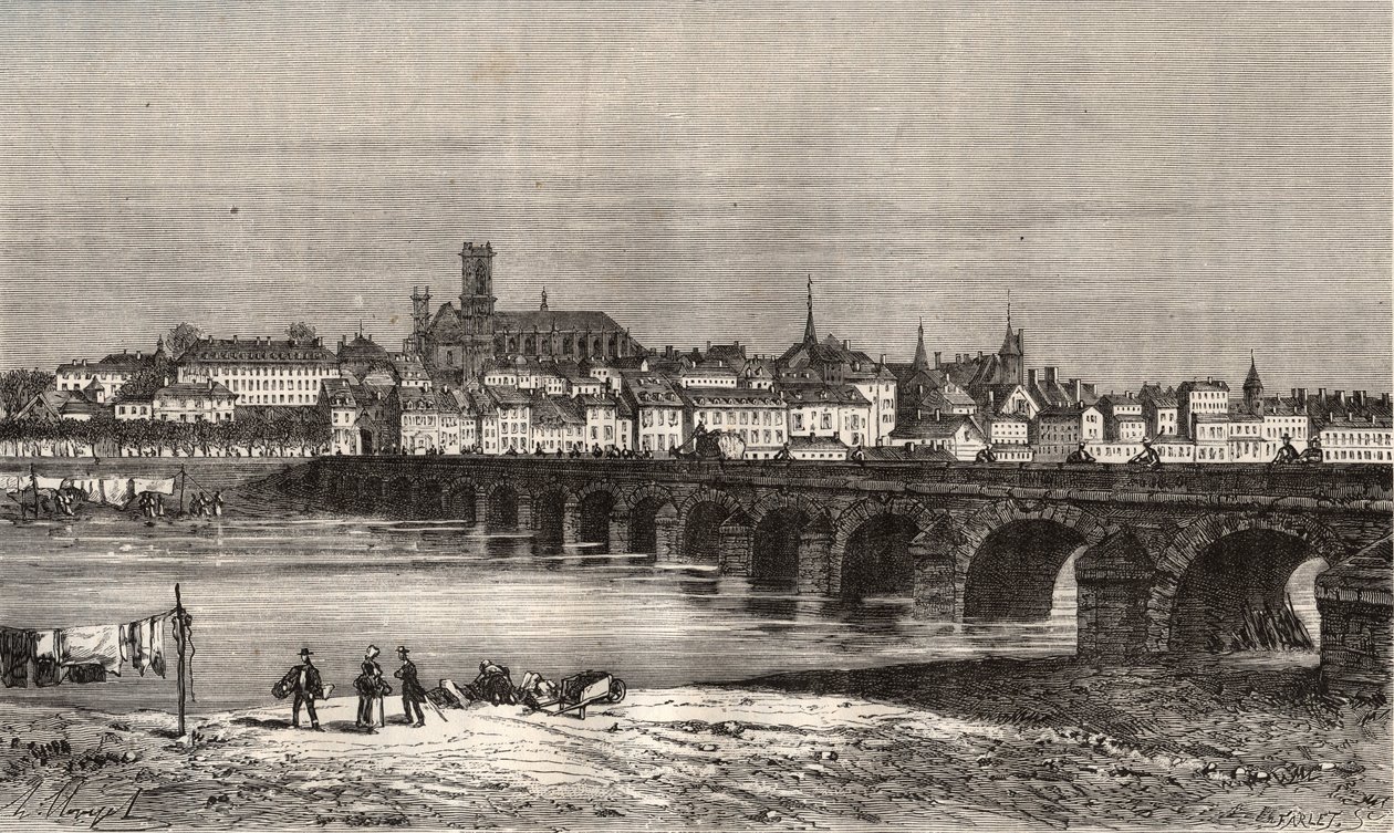 Nevers - Nièvre in regione Borgogna - incisione in 
