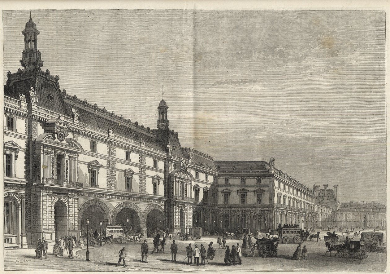Nuovi edifici delle Tuileries in Place du Carrousel - Incisione (1869) da French School