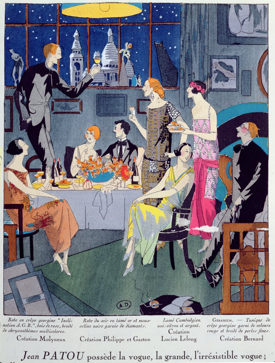Vigilia di Capodanno, tavola di moda da Art, Gout, Beaute, pubblicata a Parigi, dicembre 1923 da French School
