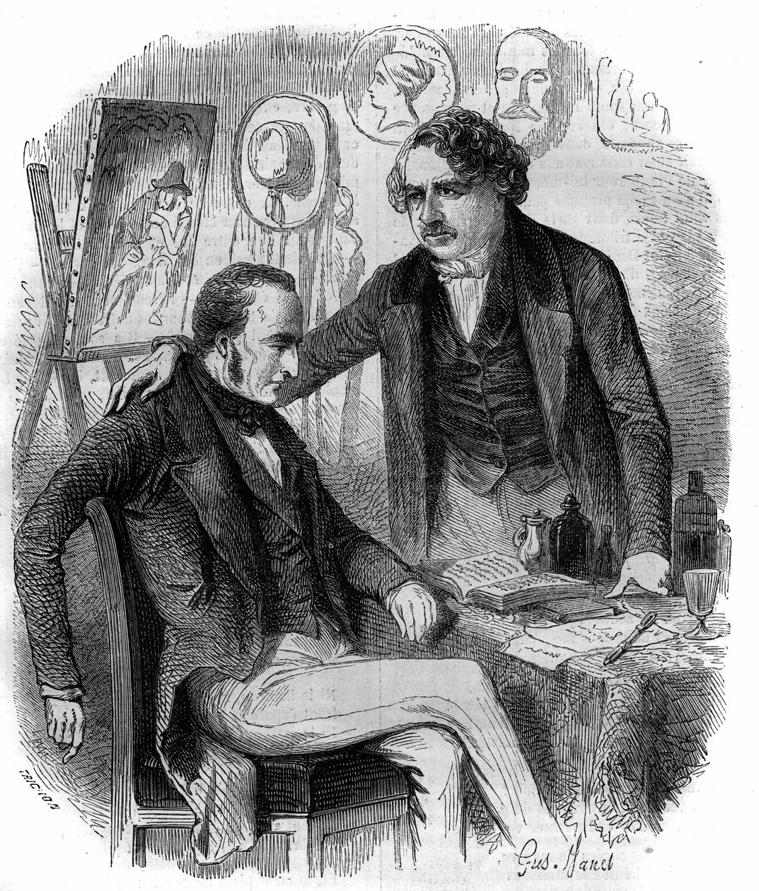 Nicéphore Niépce e Louis Daguerre, inventori francesi, pionieri della fotografia. Incisione del 1852 da French School