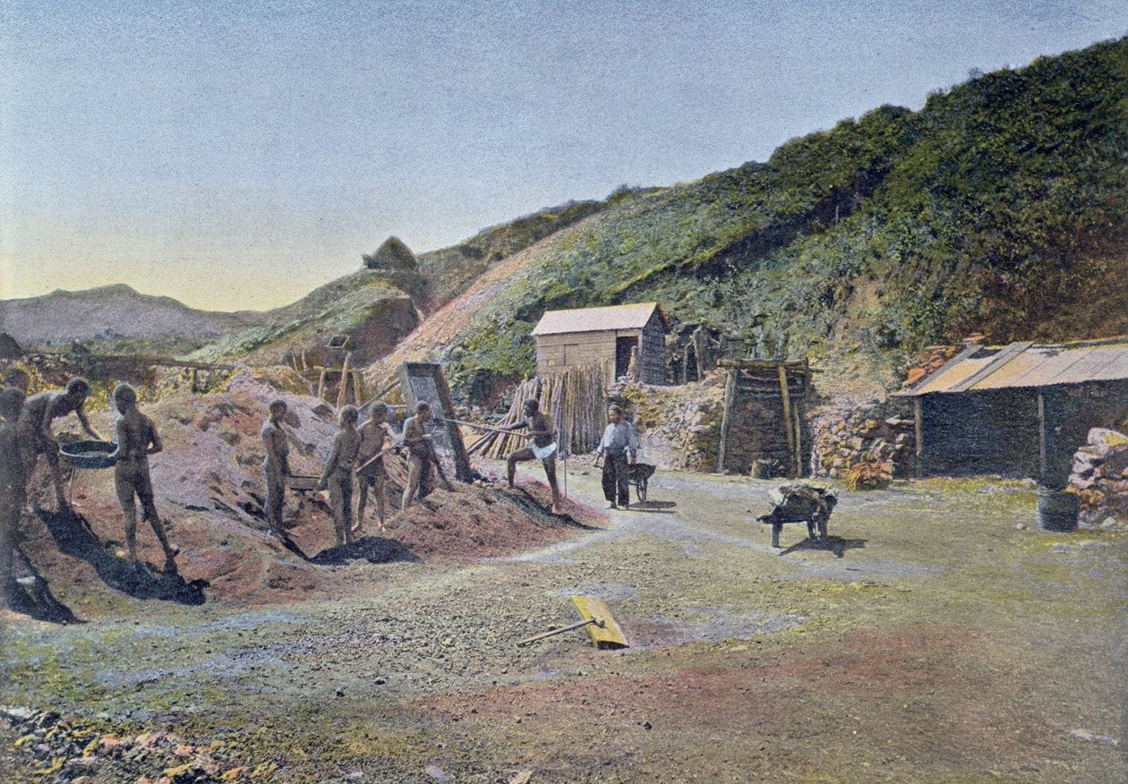 Miniere di nichel sulla costa orientale della Nuova Caledonia, inciso da Gillot, c.1900 da French School