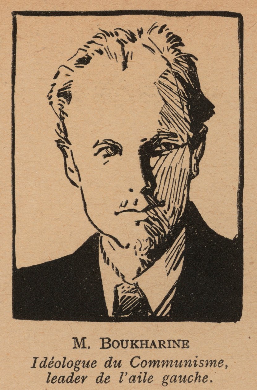 Nikolai Bukharin, teorico e politico rivoluzionario bolscevico russo (litografia) da French School