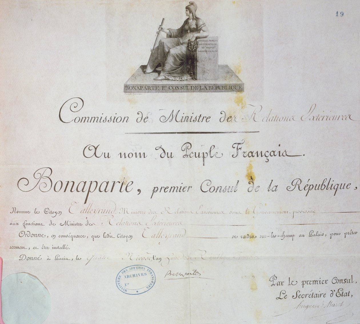 Nomina di Charles Maurice de Talleyrand-Perigord (1754-1838) alla posizione di Ministro degli Esteri, c.1797 da French School