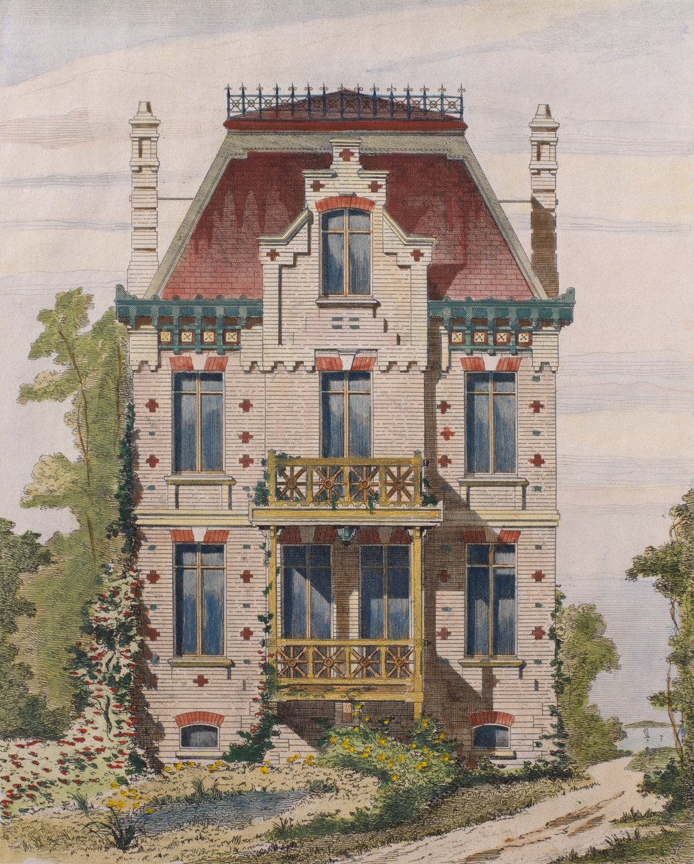 Villa normanna a Villers sur mer, Normandia, illustrazione da Le Moniteur des architectes, 1883 da French School