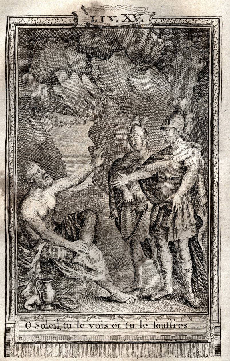 O Sole lo vedi, e lo sopporti! Ulisse mi rispose senza muoversi: Giove lo vuole... incisione del 1798 di Monnet in 