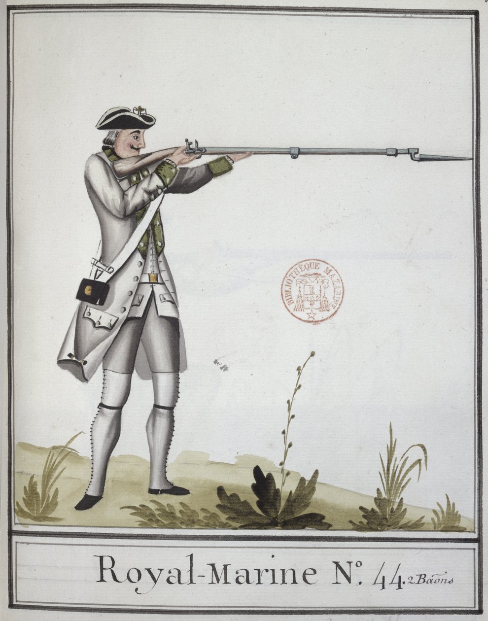 Ufficiale della Marine Royale con un moschetto baionettato, 1768 da French School