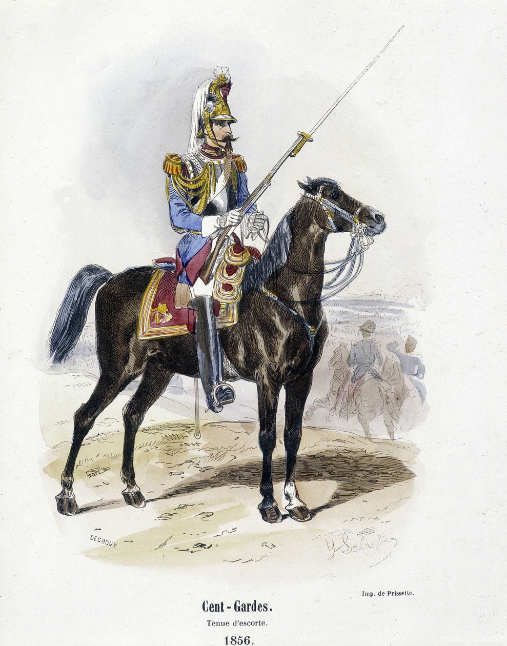 Cent-Guardes: costume di scorta nel 1856 - in “Histoire de l